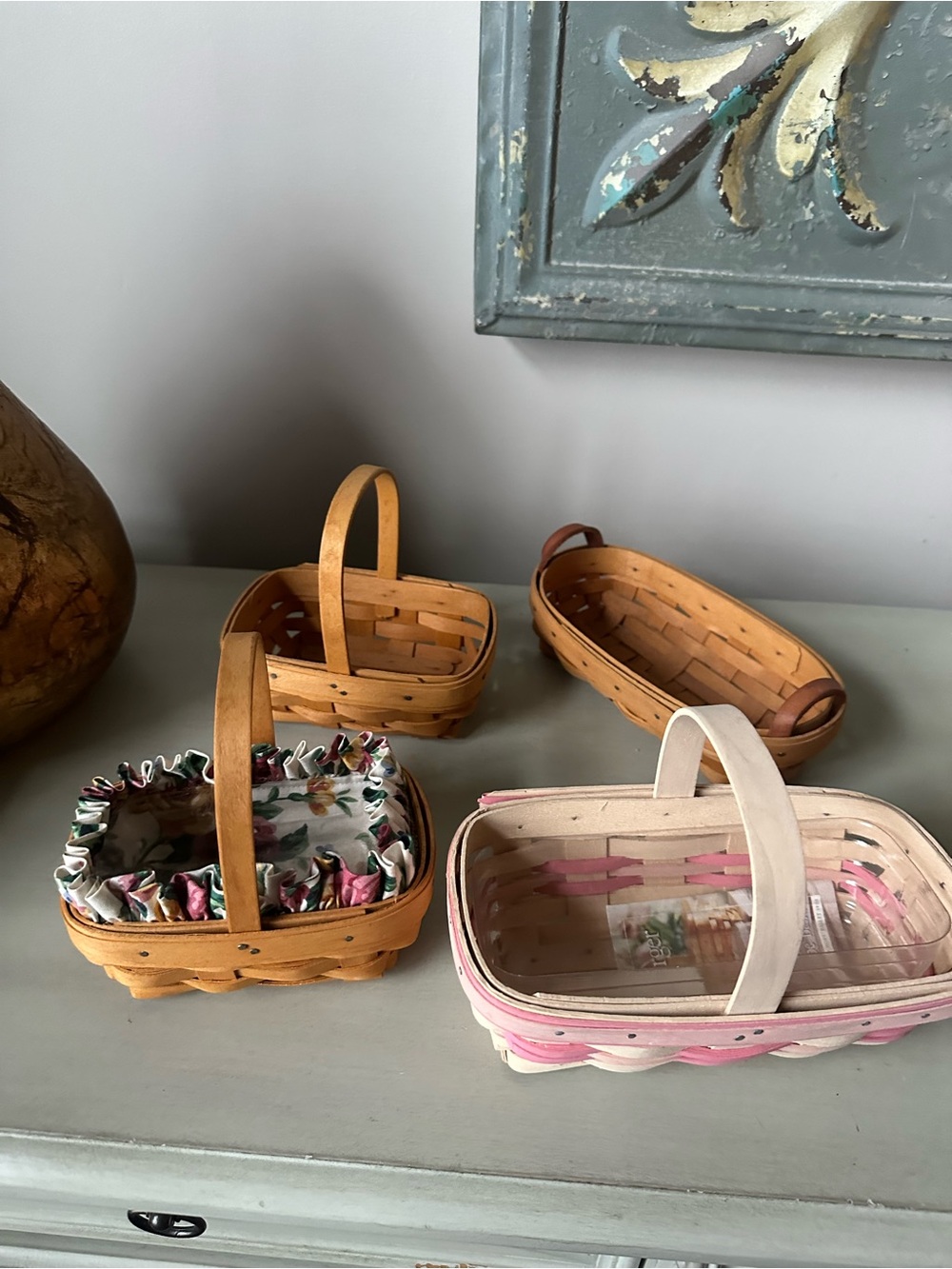 Lot of longaberger small baskets breast cancer and more